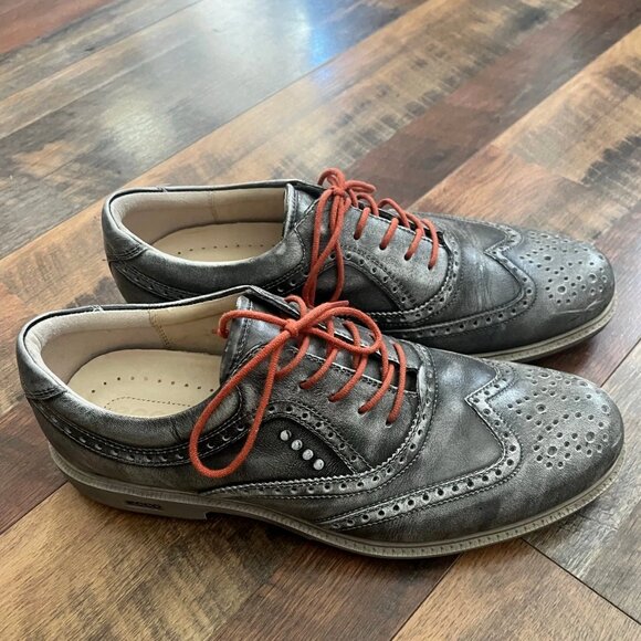 Ecco Tour Hybrid Wingtip Golf Shoes - Mens Grey/Orange Size EURO 43 - Picture 6 of 6